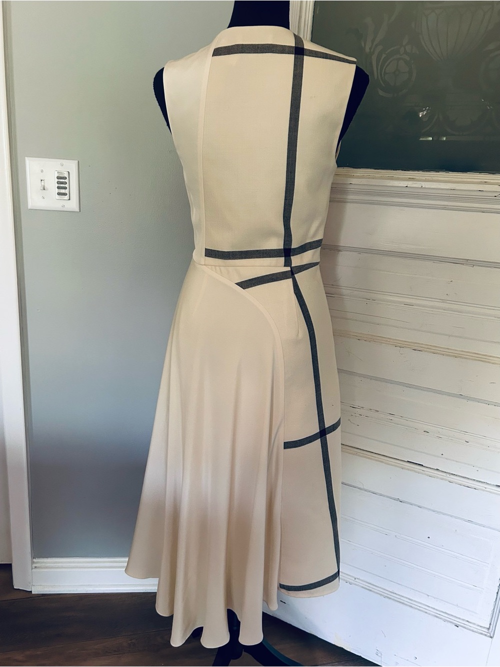3.1 Phillip Lim ‘Shadow’ Wool & Silk Cocktail Dress, Ivory with Black Windowpane - Picture 6 of 15